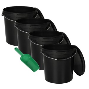 4x Wiadro 20L CZARNE na żywność + ŁOPATKA 0,25KG