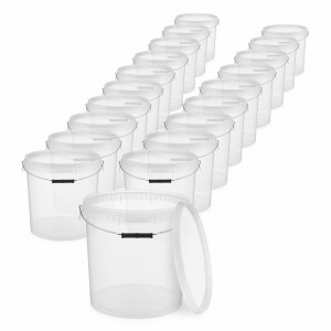 20x Wiadro plastikowe 20L z pokrywką Transparentne | Na żywność | Atest