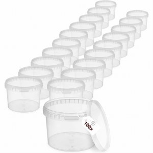 Wiadro 100x 0,5L na żywność Przezroczyste z pokrywą